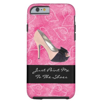 Addicted To Shoes Love Hearts Black Pink High-heel Tough iPhone 6 Case