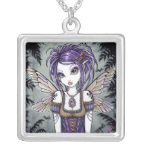 addison, fairy, art, dragonfly, fantasy, faerie, fae, faery, pixie, big, eyed, myka, jelina, mika, faeries, Necklace with custom graphic design