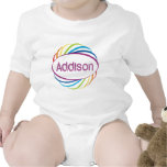 Addison  in rainbow happy frame tshirt