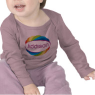 Addison in rainbow shirt