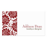 Addison Red Damask Chic Business Card business cards