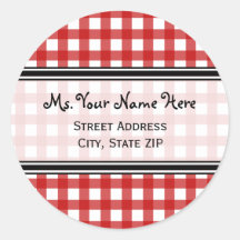 Address Label - Red Gingham Sticker