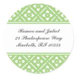 Address Label with Lotus Square Pattern Round Sticker