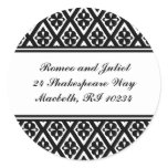 Address Label with Medieval Cross Pattern Round Sticker