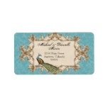 Address Labels - Blue Vintage Peacock & Etchings