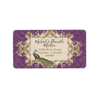 Address Labels - Purple Vintage Peacock & Etchings