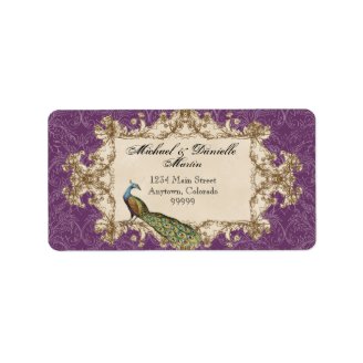 Address Labels - Purple Vintage Peacock & Etchings