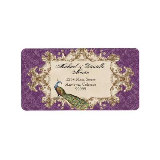 Address Labels - Purple Vintage Peacock & Etchings