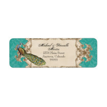 Address Labels - Teal Vintage Peacock & Etchings