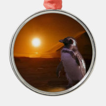 Adelie Penguin & Antarctic Sunset Christmas Ornaments