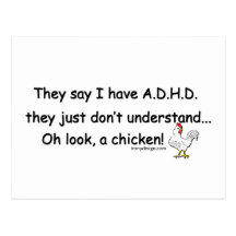 ADHD Chicken Humor Post Cards