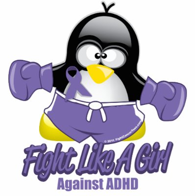 ADHD Fighting Penguin Acrylic Cut Out by fightcancertees