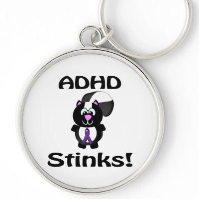 ADHD  Stinks Skunk Awareness Design Key Chains by super_shop