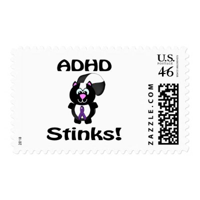 ADHD  Stinks Skunk Awareness Design Stamps by super_shop
