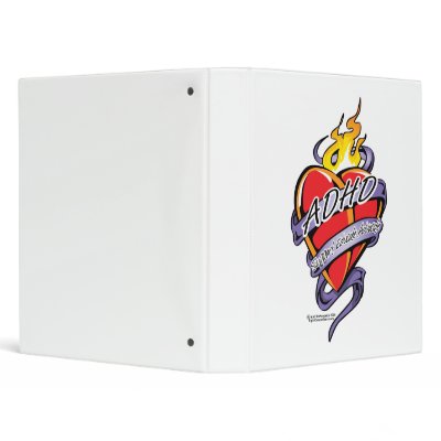 ADHD Tattoo Heart 3 Ring Binder by fightcancertees