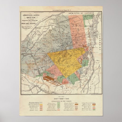 Adirondack Survey Sketch - Verplanck Colvin Map Print