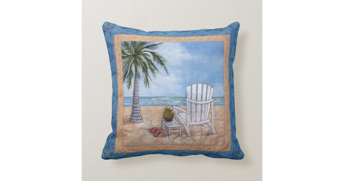 Adirondak Chair on Wrightsville Beach Throw Pillow Zazzle