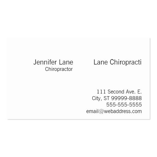 Adjust: Chiropractic / Centered Business Card Templates (back side)