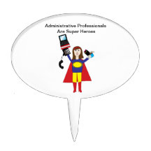Administrative Professional Super Hero (Brunette) Cake Topper