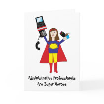 Administrative Professional Super Hero (Brunette)  Cards