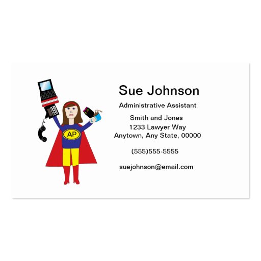 Administrative Professional Super Hero Business Business Cards (front side)