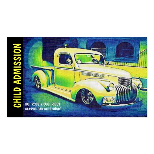 Admission Ticket for Classic Auto Show or Club Business Card Template