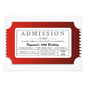 Admission Ticket to Party Invitations