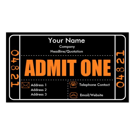 Admit One Business card