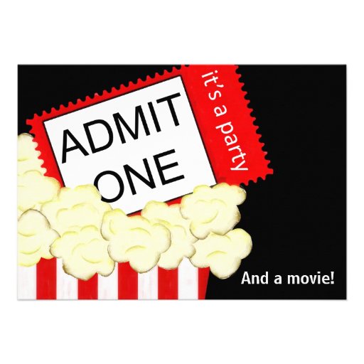 Admit One Movie and Birthday Party Invitation
