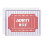 Admit One Movie Party Red Periwinkle Custom Announcement