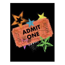 ADMIT ONE MOVIE TICKET POST CARD