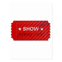 Admit One Ticket Postcards