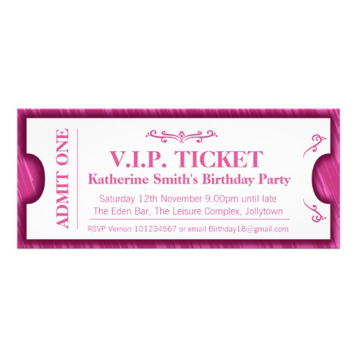 Admit one VIP 18th birthday party invite