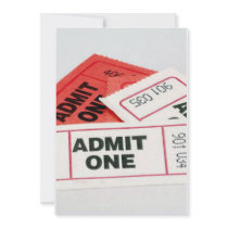 ADMIT ONE W/ TICKETS TO ANY PARTY OR OCCASION PERSONALIZED ANNOUNCEMENT