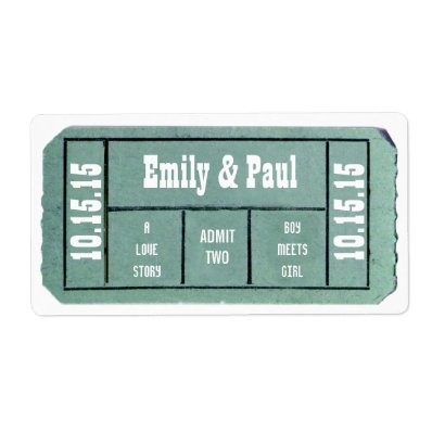 Admit TWO Save the Date TICKET Shipping Label