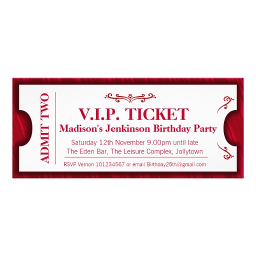 Admit two VIP 25th birthday party photo invite