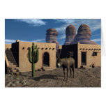 Adobe Dwellings and Burro Card