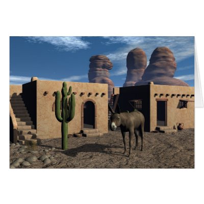 Adobe Dwellings and Burro Card by jasonmit