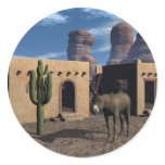 Adobe Dwellings and Burro Sticker