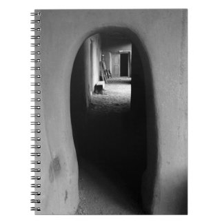 Adobe Passageway: Black & White photo of Taos, NM Spiral Note Books
