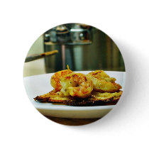 Adobo Shrimp On Potato Galettes Pinback Button