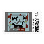 Adopt a cat multi-cat collage Postage
