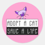 Adopt A Cat Save A Life Stickers - Pink