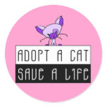 Adopt A Cat Save A Life Stickers - Pink