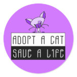 Adopt A Cat Save A Life Stickers - Purple