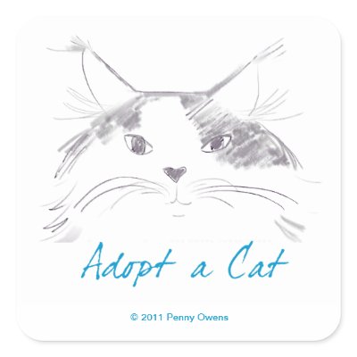Adopt a Cat Sticker by ColorandLine