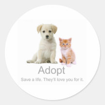 adopt a pet round sticker