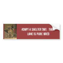 Adopt a shelter dog. Their love is pure bumper stickers by feeblephotos Adopt a shelter dog. Their love is pure bumper stickers