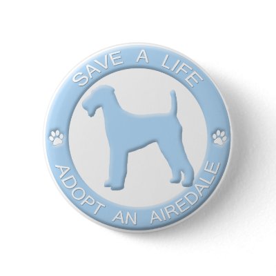 Adopt an Airedale Button by MenagerieMayhem