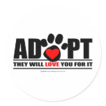 Adopt Pawprint Round Stickers